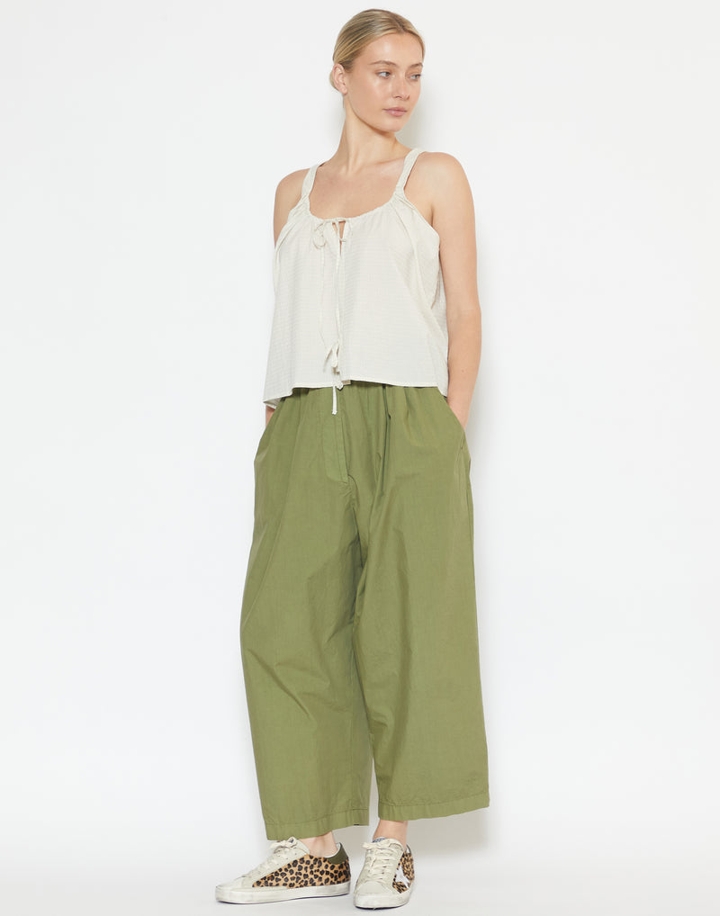 Army Green Cotton Oversize Dandy Pants