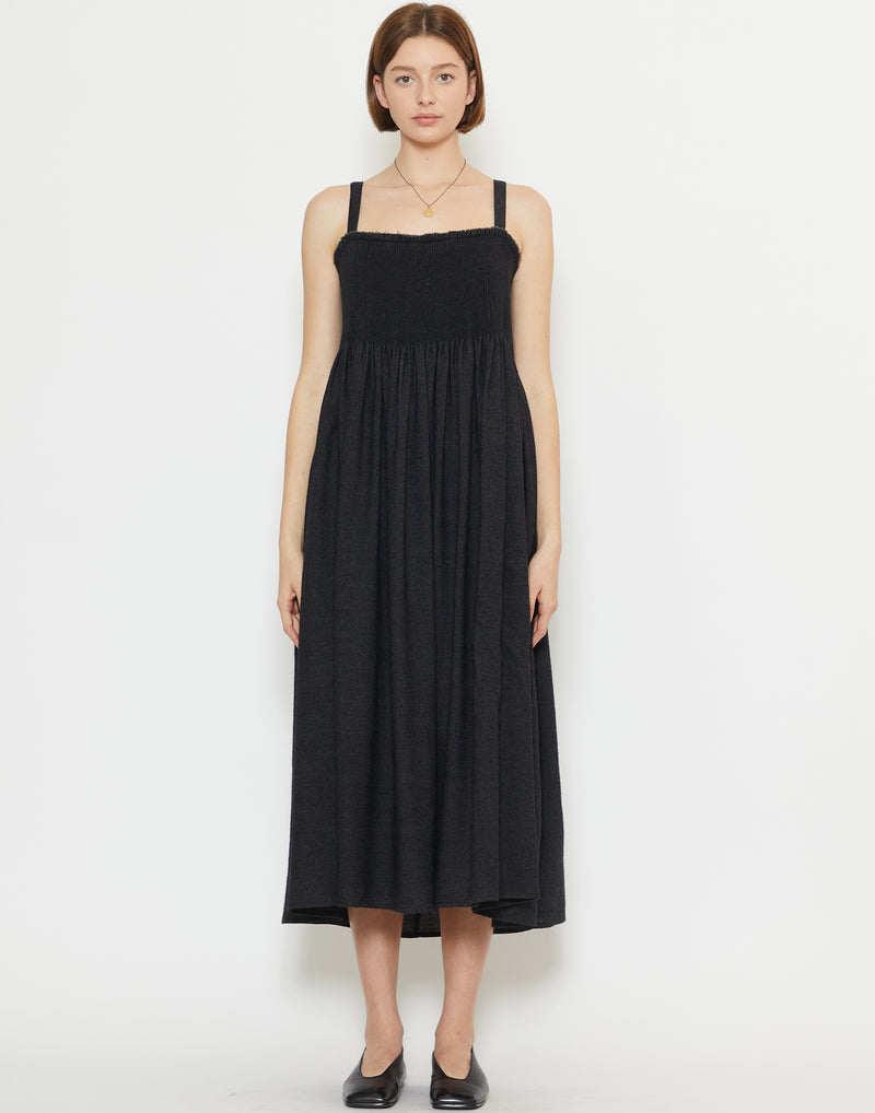 Black Wool & Linen Gal Smock Dress