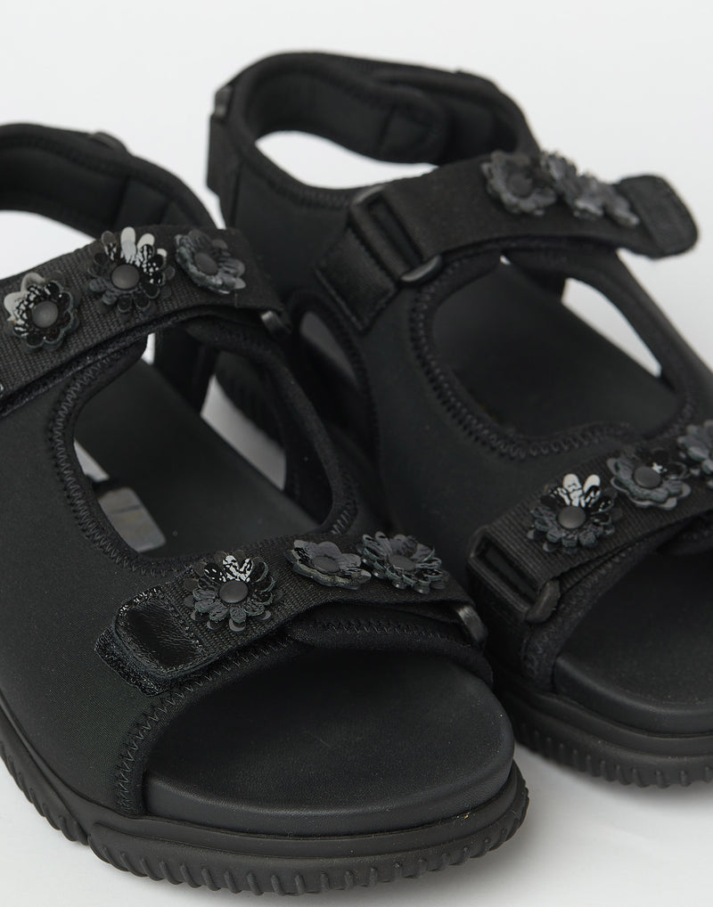 Black Neoprene Embellished Valeria Sandals