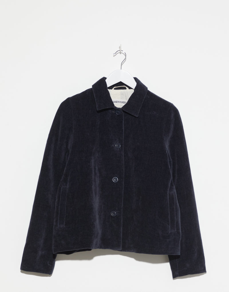 Navy Cotton & Linen Velvet Pewt Jacket