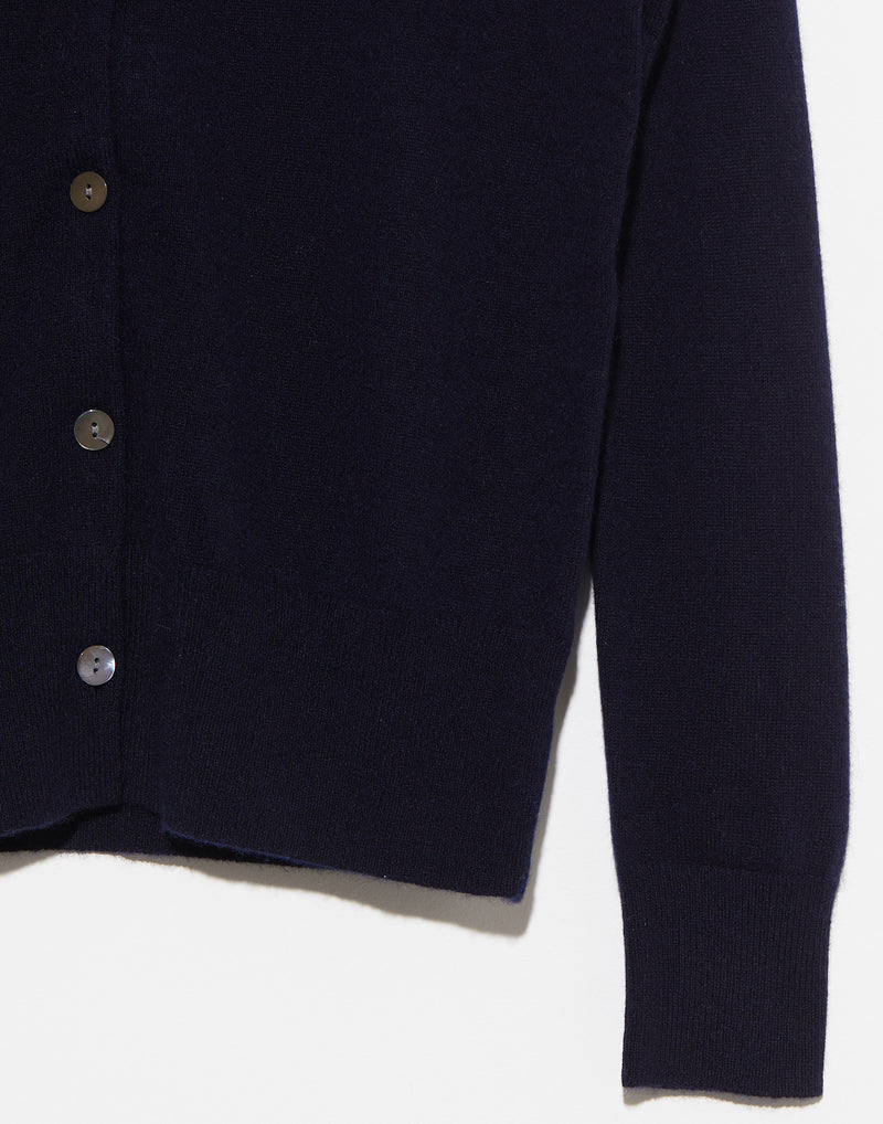 Navy Cashmere Crew Neck Cardigan