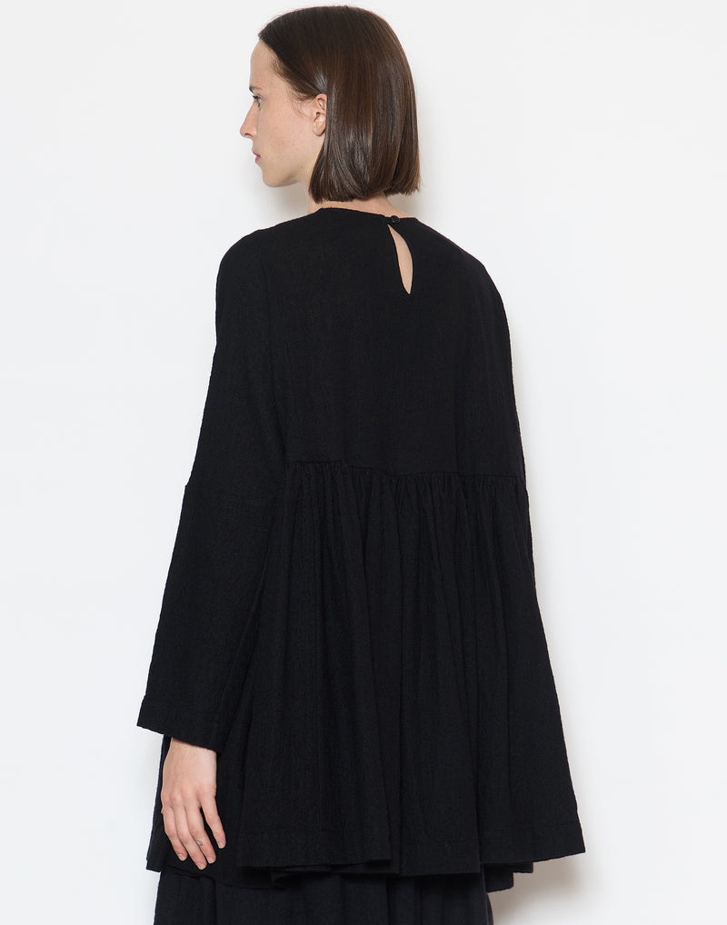 Black Washed Wool Pyj Rouch Top