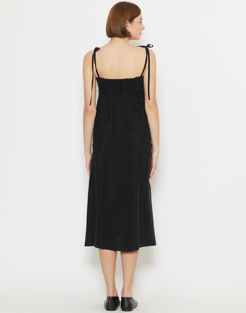 Black Washed Cupro Seratao Cami Dress