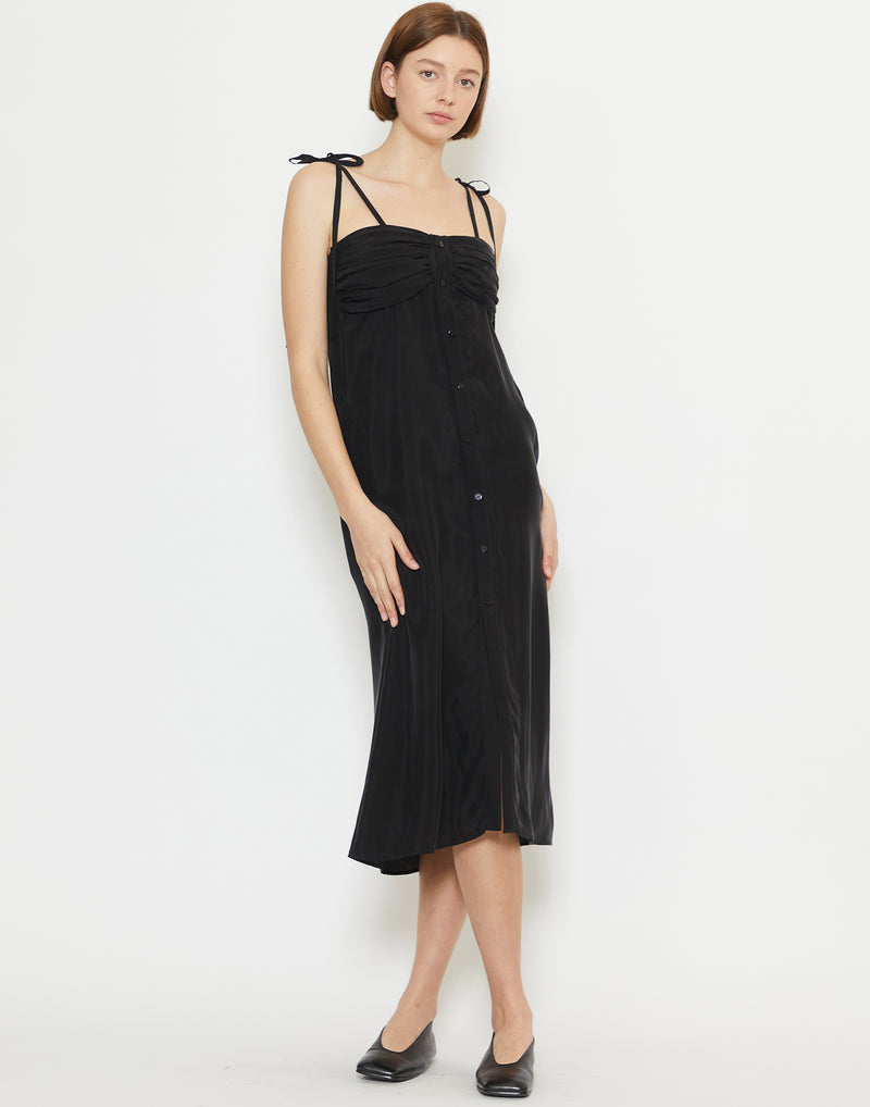 Black Washed Cupro Seratao Cami Dress