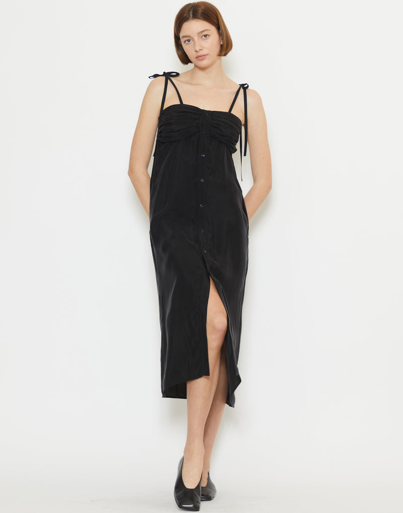 Black Washed Cupro Seratao Cami Dress