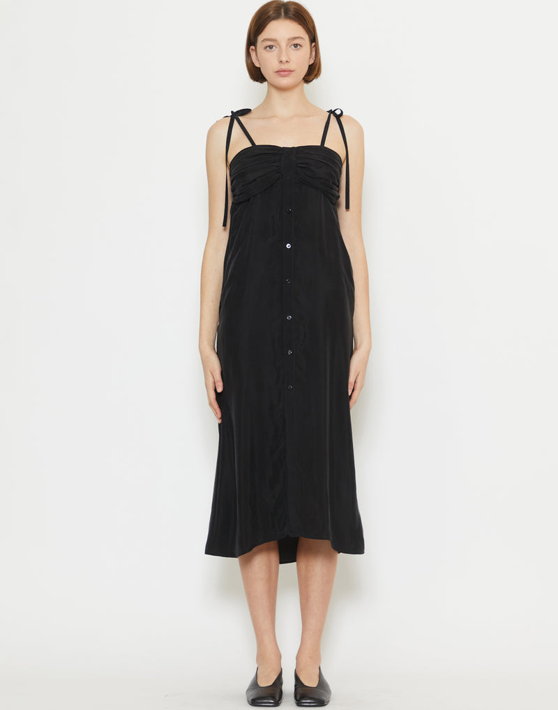 Black Washed Cupro Seratao Cami Dress