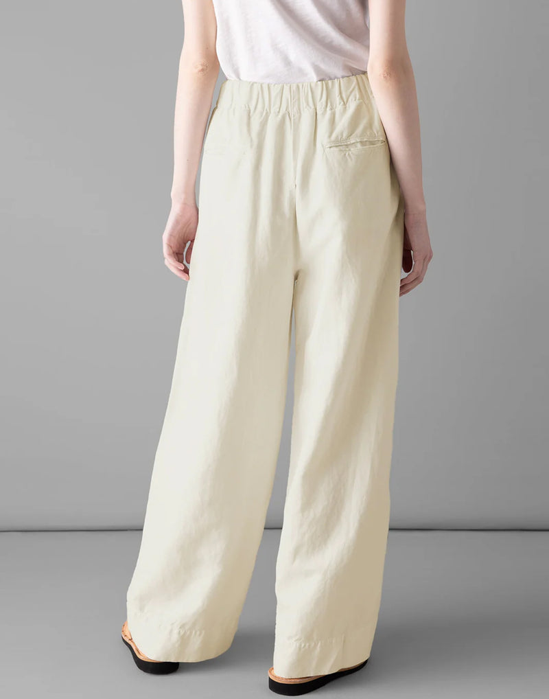 Off White Cotton & Linen Trousers