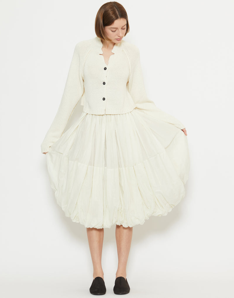 Off White Cotton Balloon Skirt