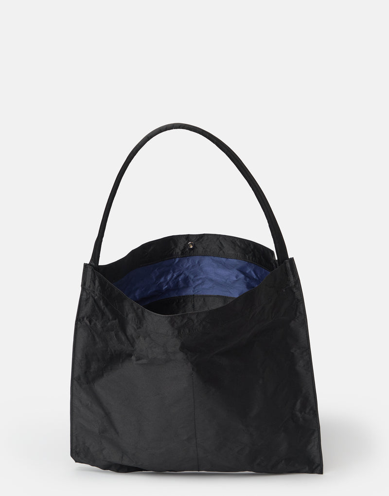 Black Satin & Metallic Foil Flat Tote Bag