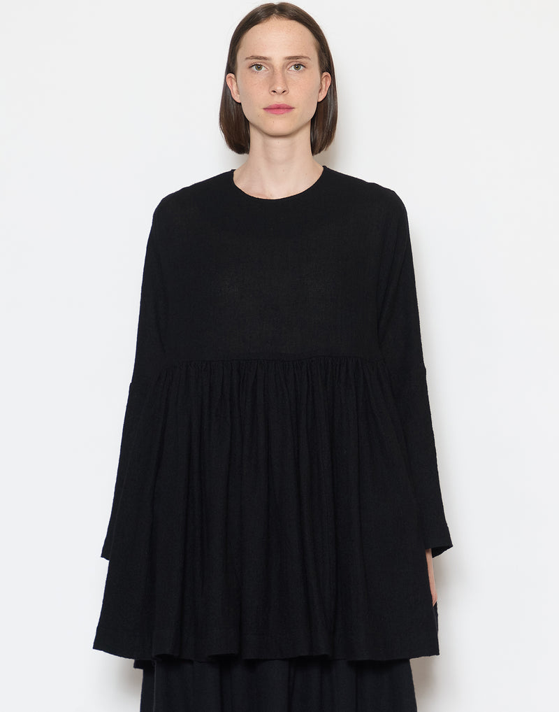 Black Washed Wool Pyj Rouch Top