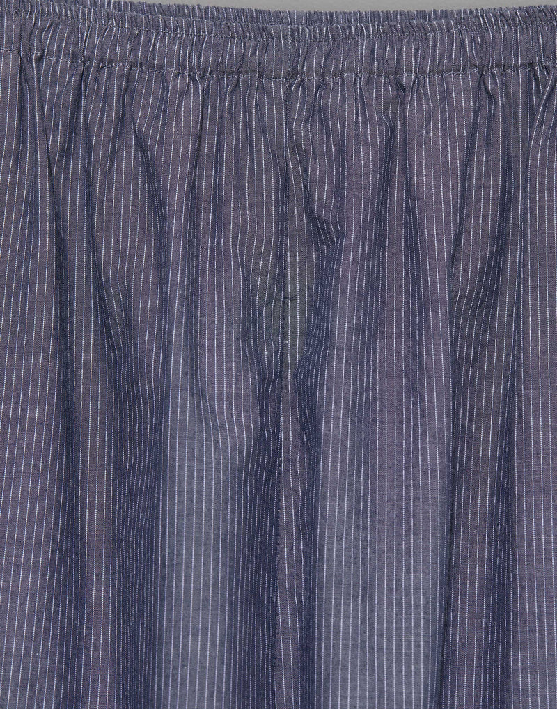 Blue Pinstripe Cotton Ease Trousers