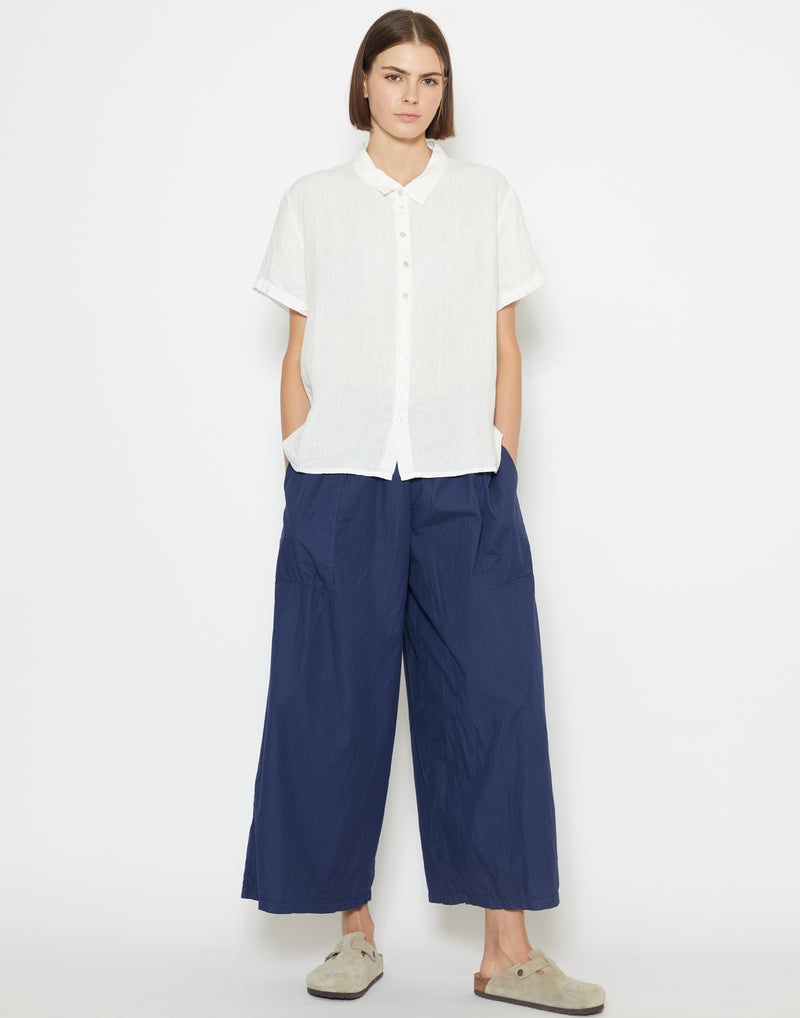 Navy Cotton Poplin Chisato Pants