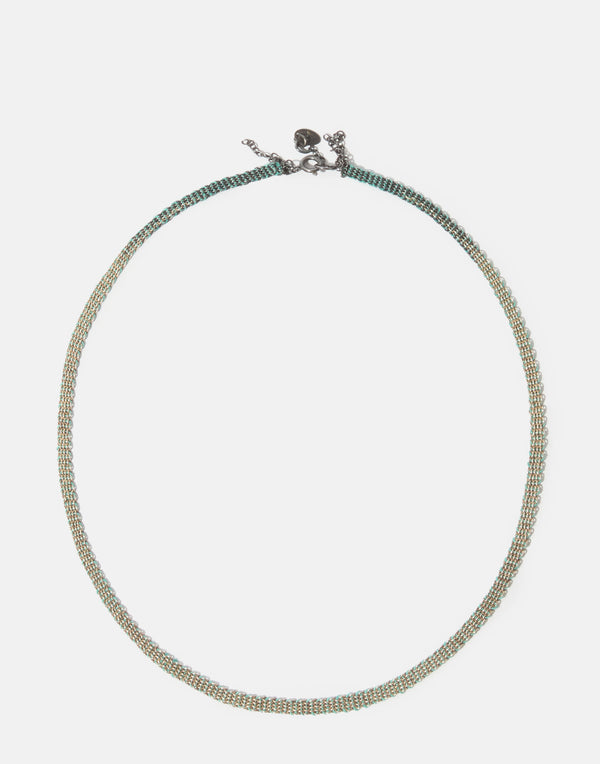 042.04 Silver & Green Silk Necklace