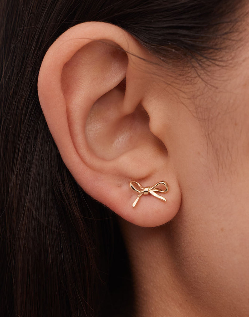 Gold Plated Small Bow Earrings