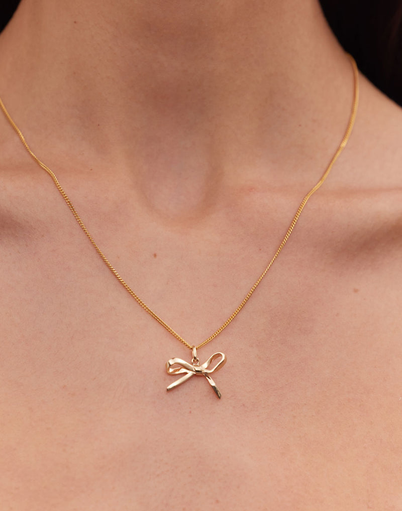 Sterling Silver Bow Charm Necklace