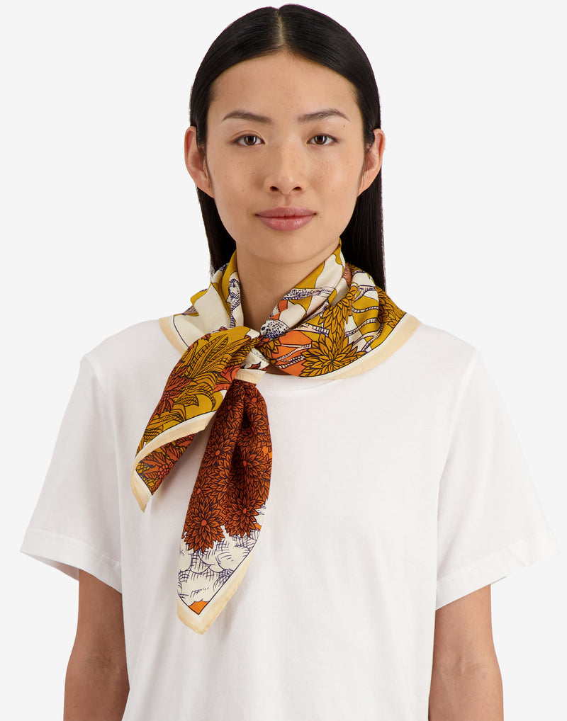 Orange Cotton & Silk Magnus Square Scarf