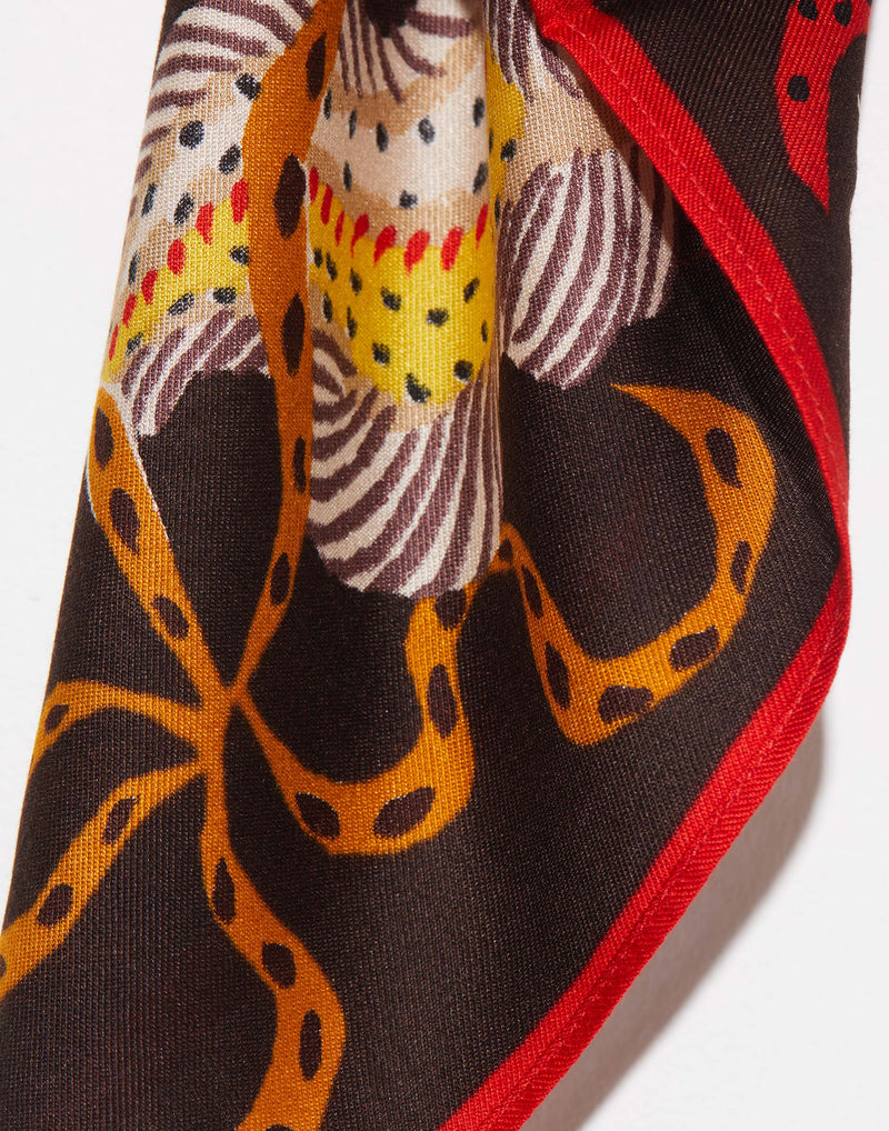 Brown Silk & Modal Jardin De Sirenes Scarf