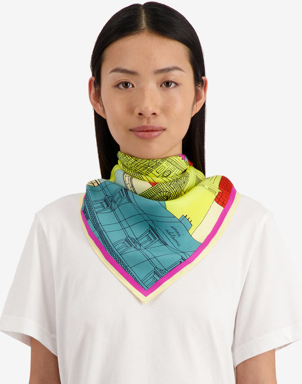 Multicolour Silk Paris Square Scarf