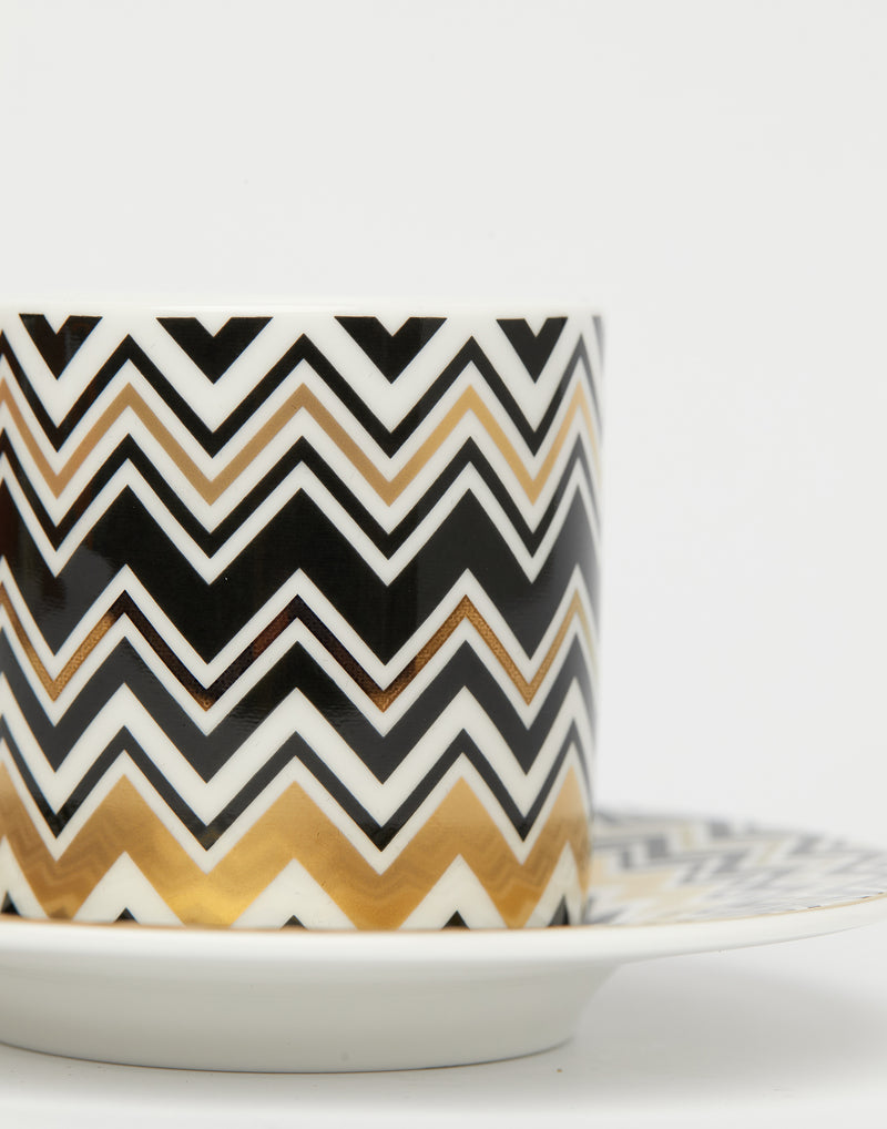 Gold Zig Zag Porcelain Coffee Cup Set of 2