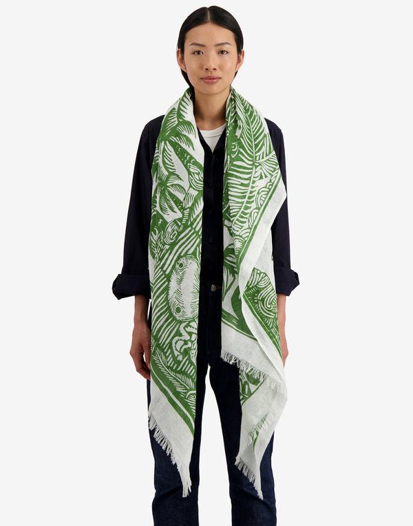 Green Linen & Cotton Dufy Scarf