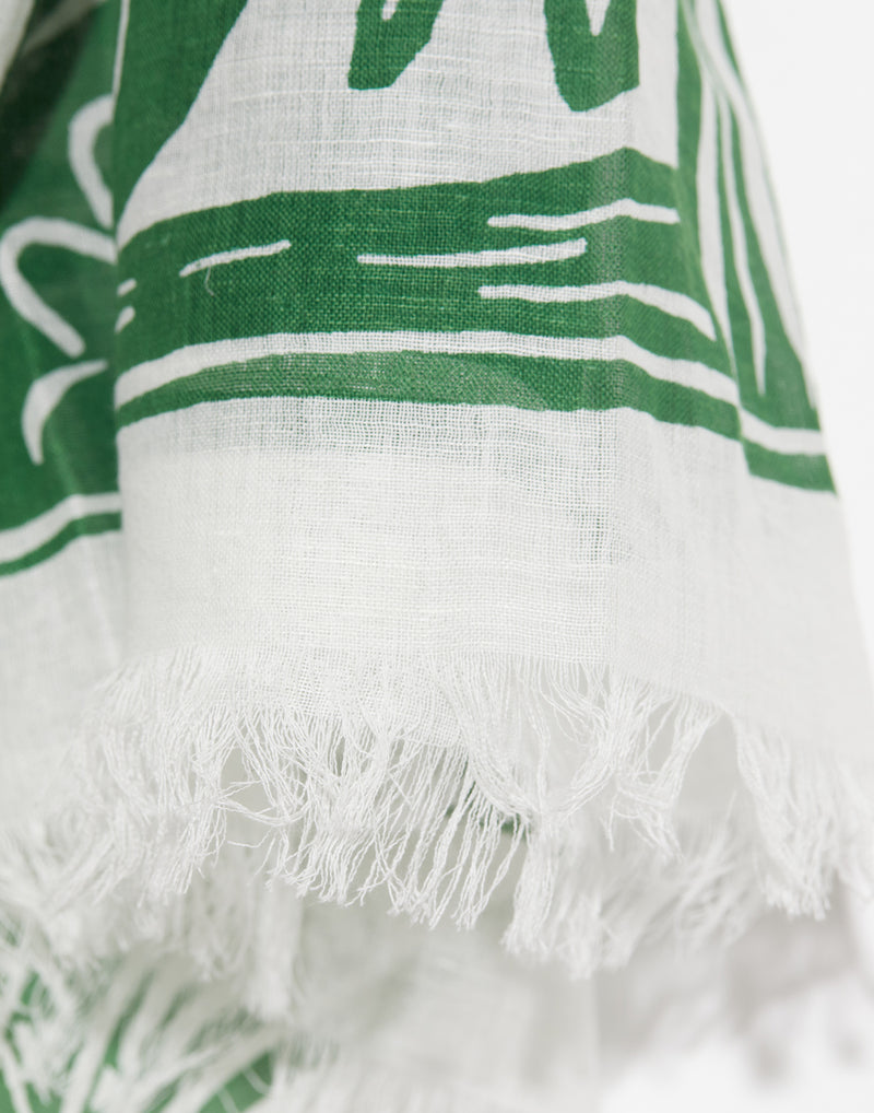 Green Linen & Cotton Dufy Scarf