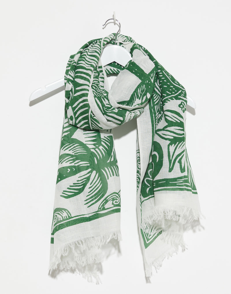 Green Linen & Cotton Dufy Scarf