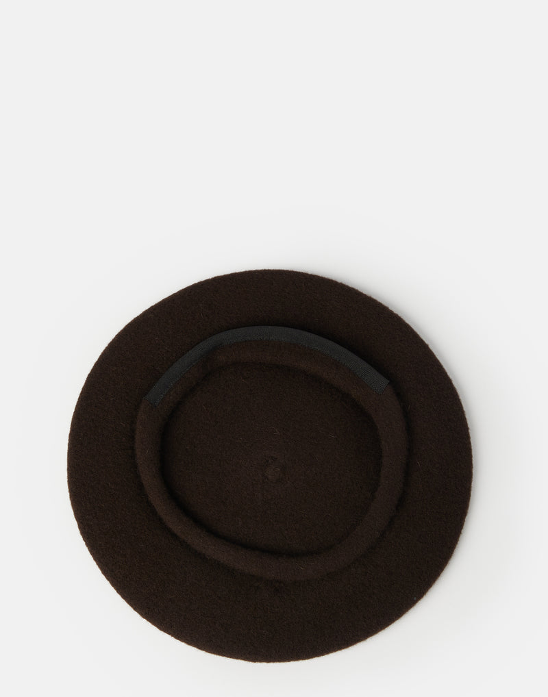 Chocolate Wool Flying Duck Pom Pom Beret