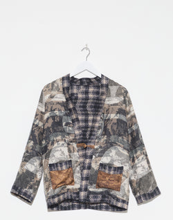 Taupe Print Silk Jacket