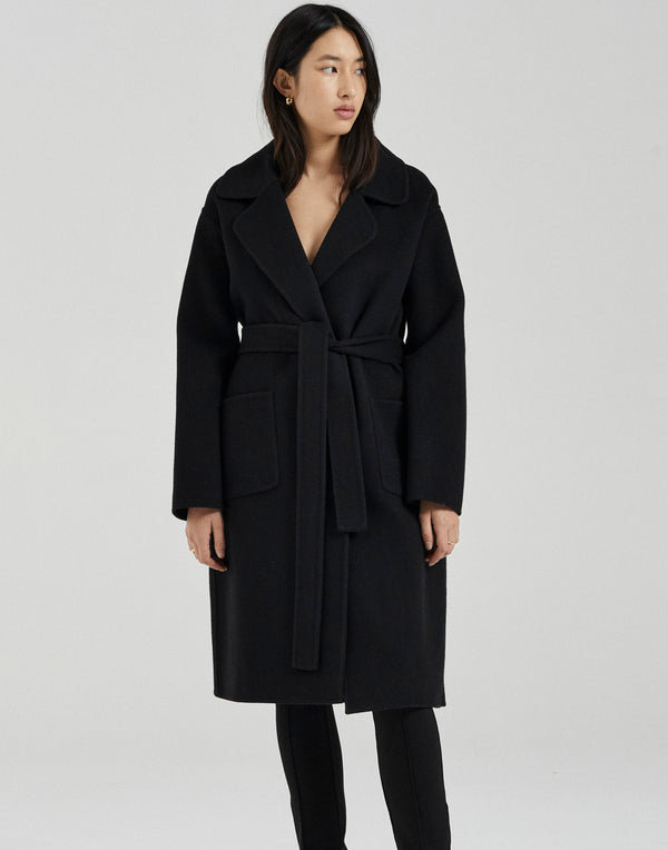 Black Double Faced Wool Matilda Coat