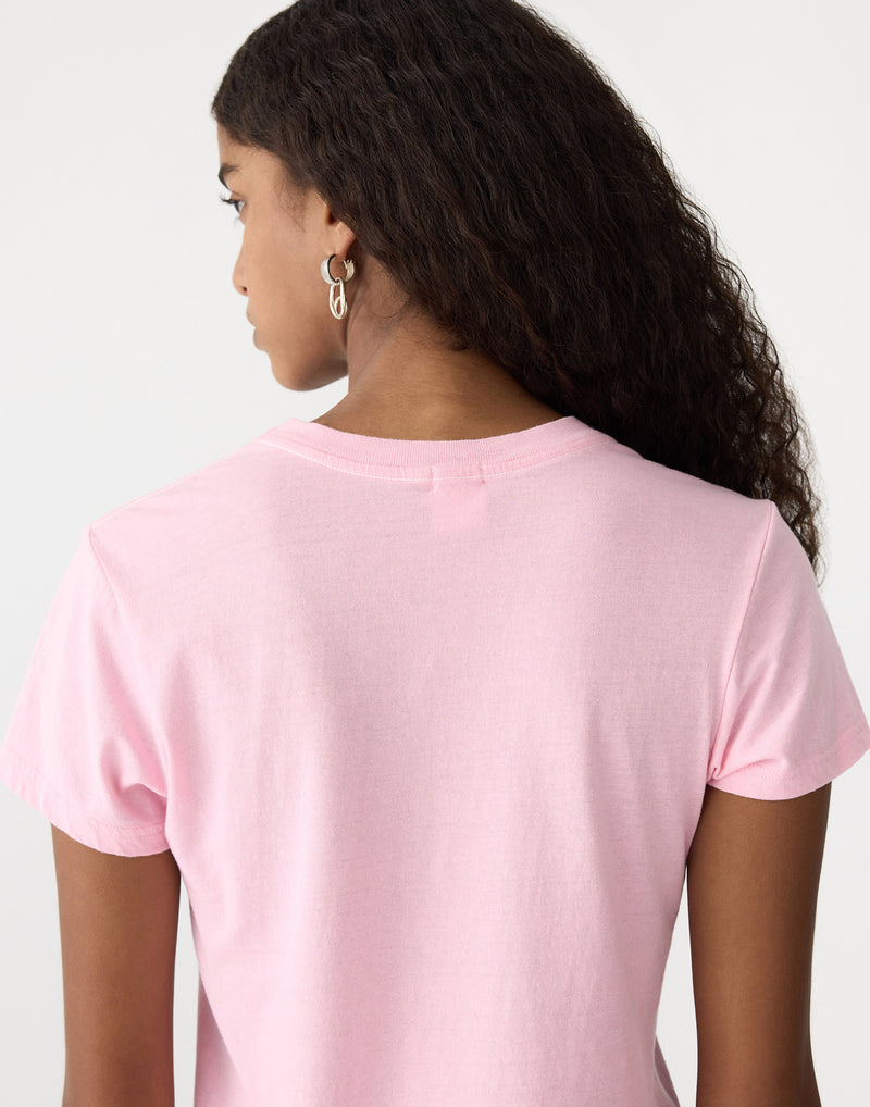 Candy Pink Cotton Raw Edge T-Shirt