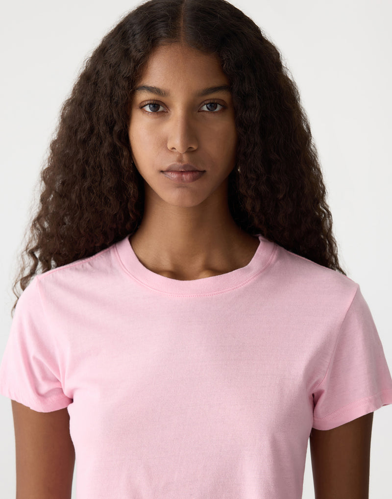 Candy Pink Cotton Raw Edge T-Shirt