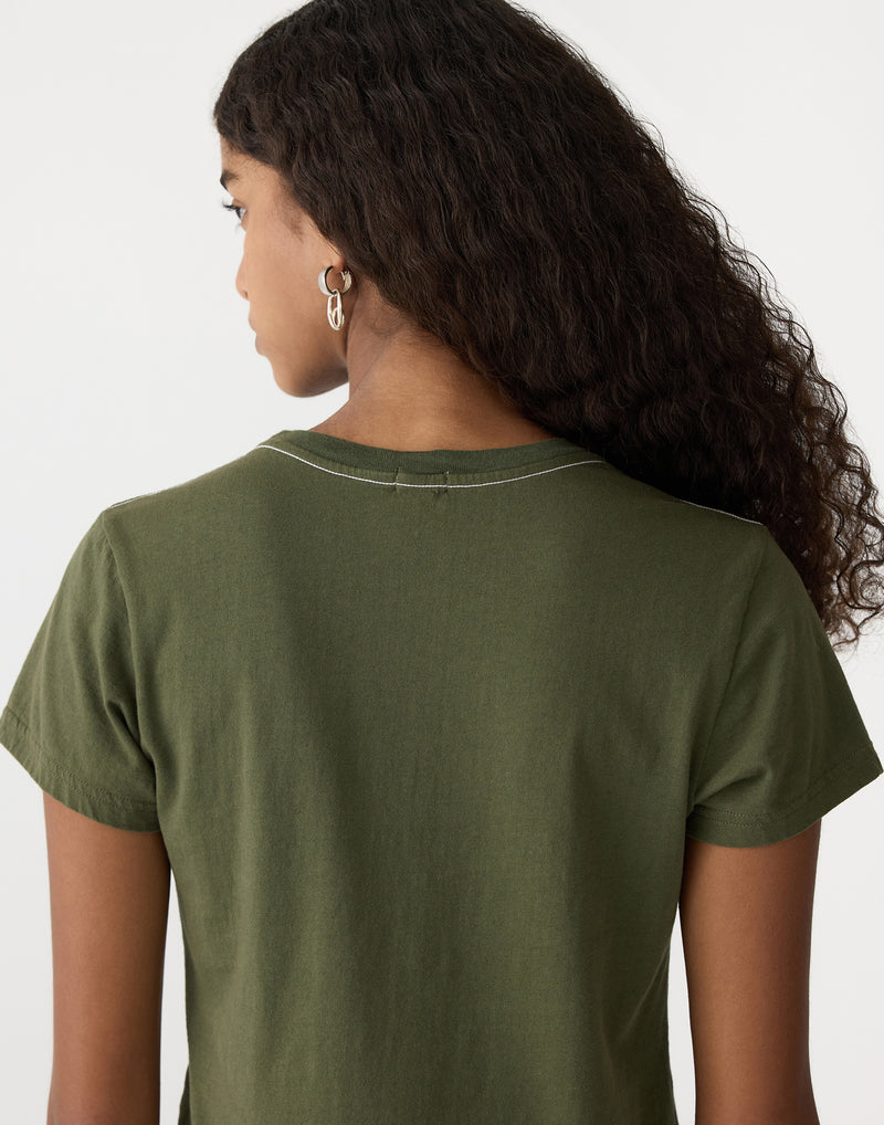 Khaki Cotton Raw Edge T-Shirt