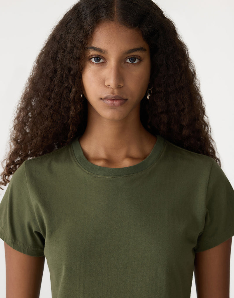 Khaki Cotton Raw Edge T-Shirt