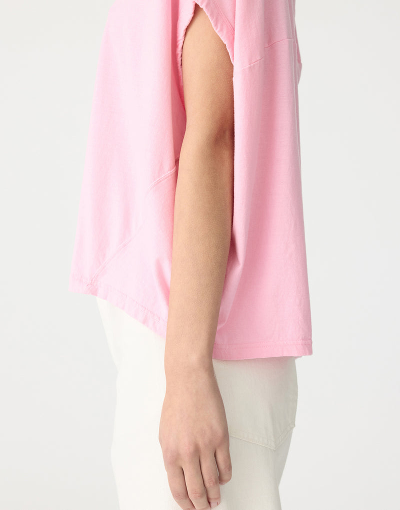 Candy Pink Cotton Slouch Circle Tank Top