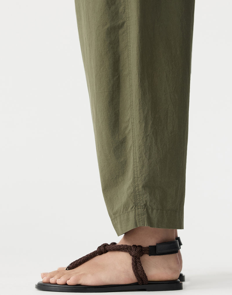 Khaki Crushed Cotton Summer Pants