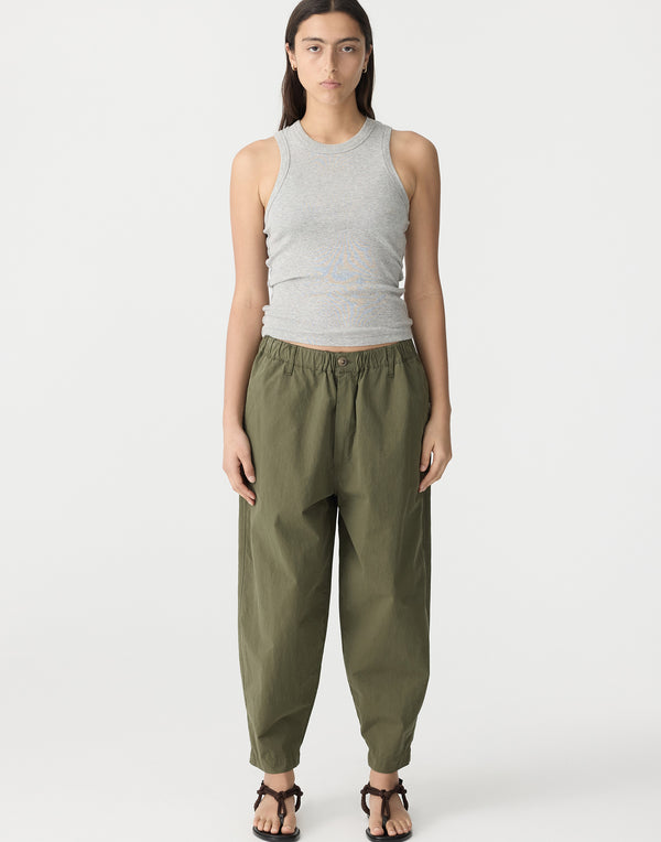 Khaki Crushed Cotton Summer Pants