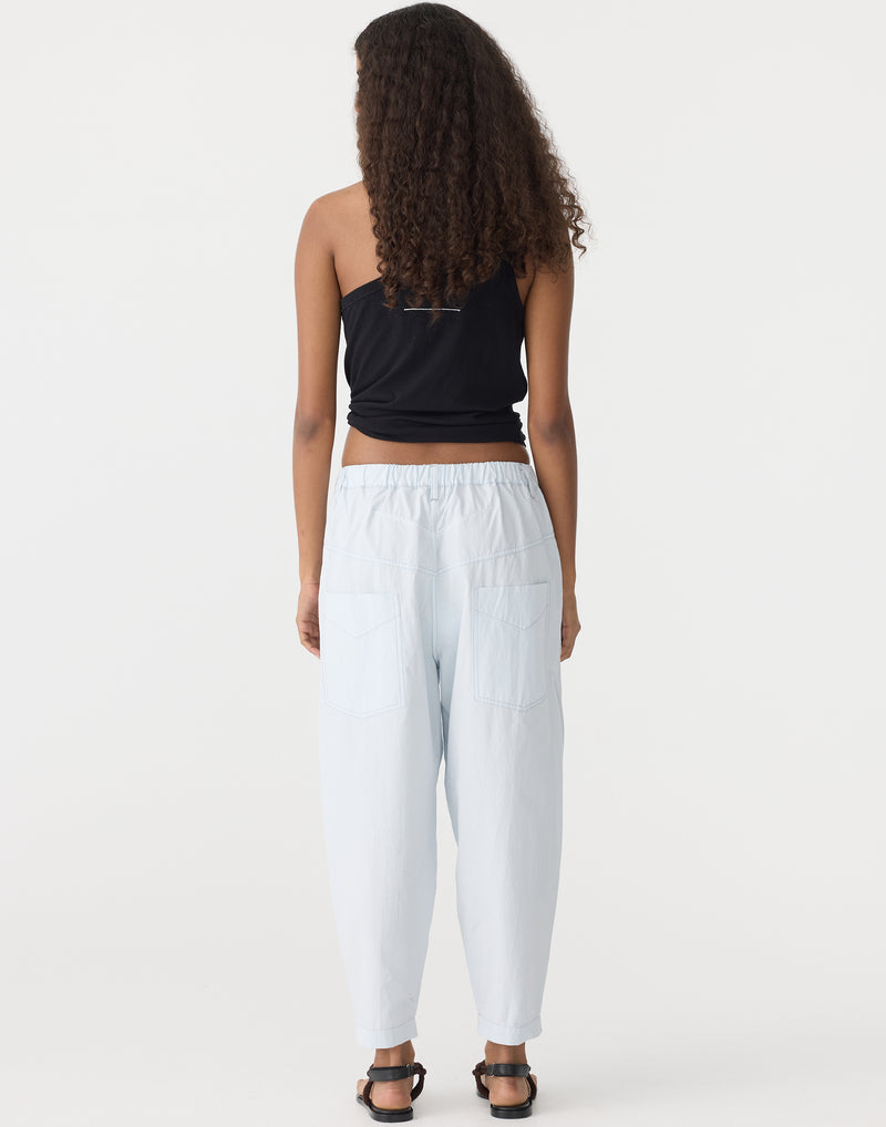 Pale Blue Crushed Cotton Summer Pants