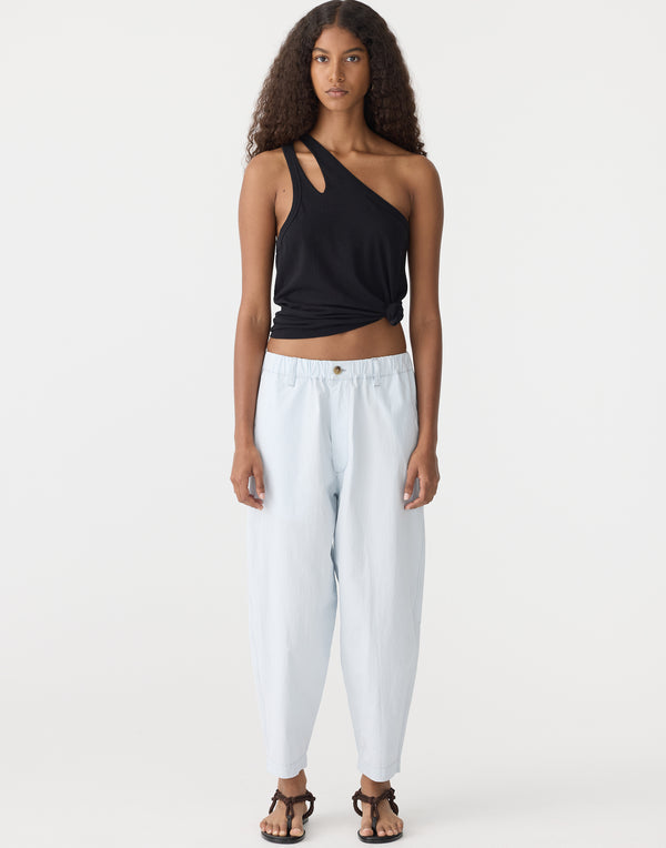 Pale Blue Crushed Cotton Summer Pants