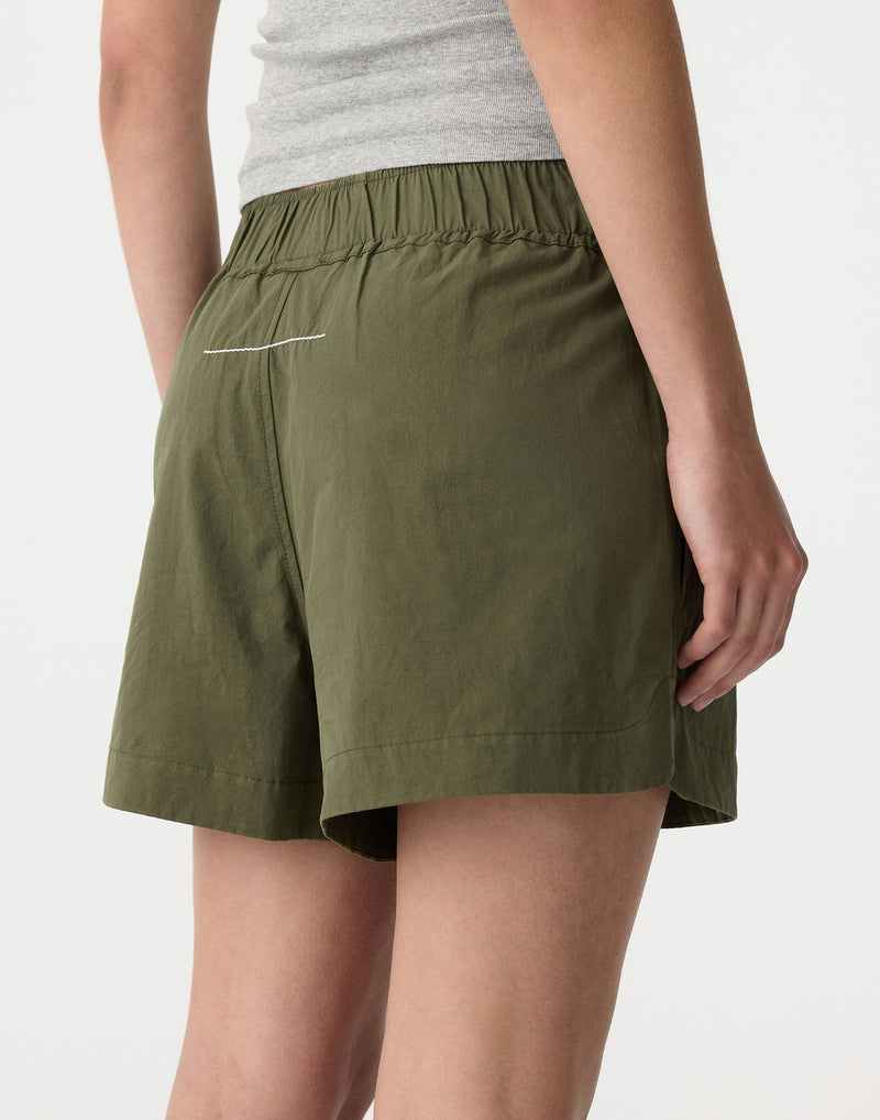 Khaki Crushed Cotton Tennis Shorts