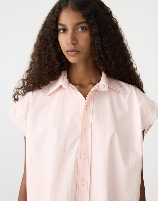 Pale Pink Crushed Cotton Shirt