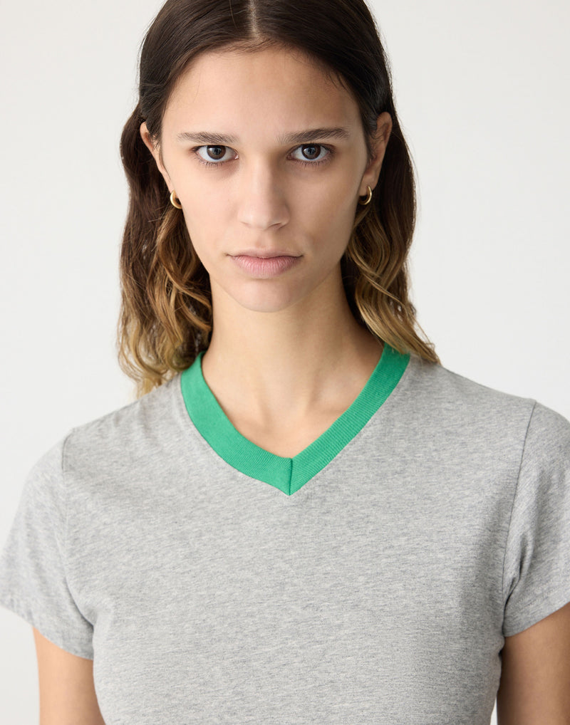 Grey & Aloe Vera Cotton Raw Edge T-Shirt