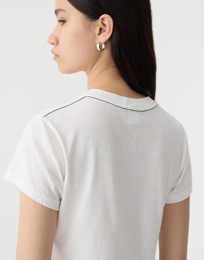 White Cotton Raw Edge T-Shirt