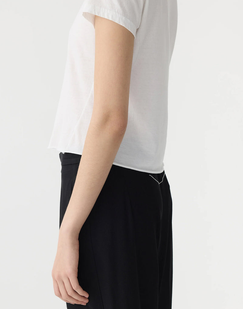 White Cotton Raw Edge T-Shirt