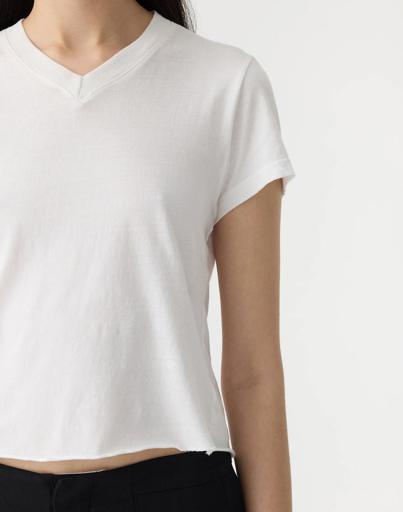 White Cotton Raw Edge T-Shirt