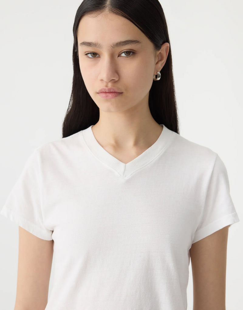 White Cotton Raw Edge T-Shirt