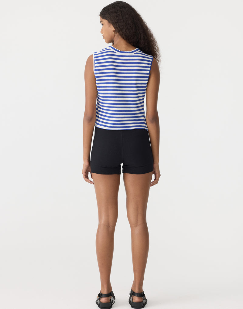 Stripe Cotton Raw Edge Tank Top