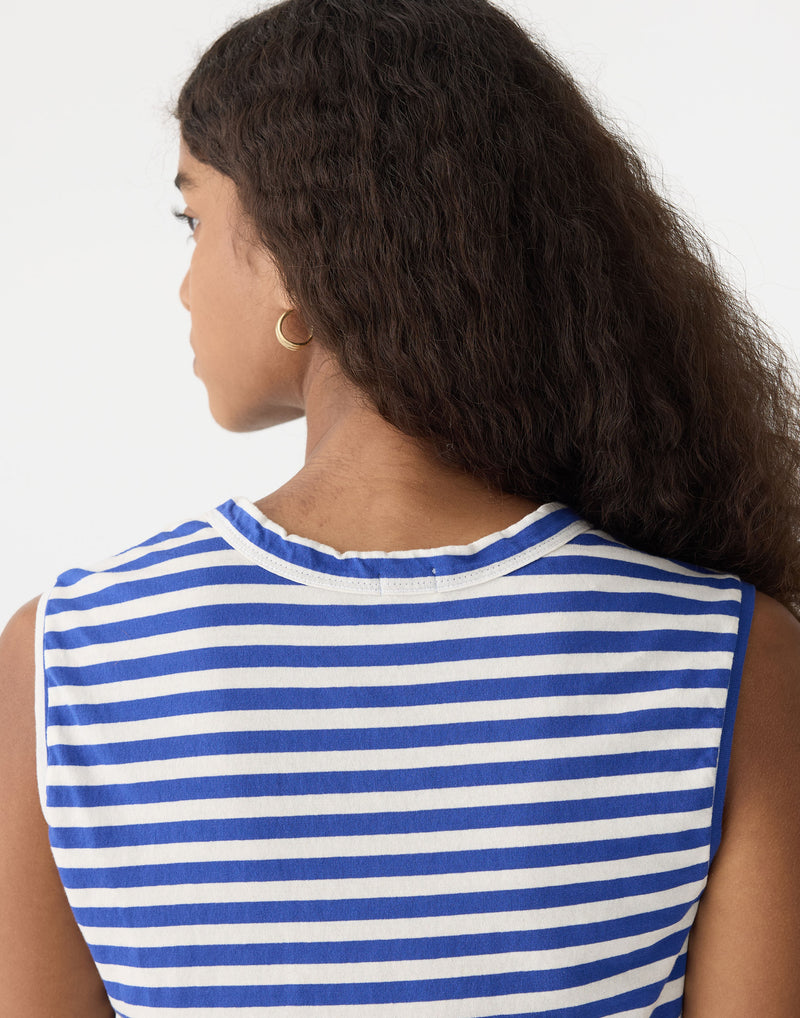 Stripe Cotton Raw Edge Tank Top