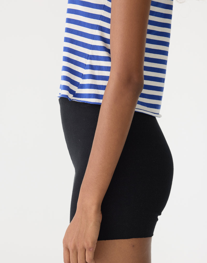 Stripe Cotton Raw Edge Tank Top