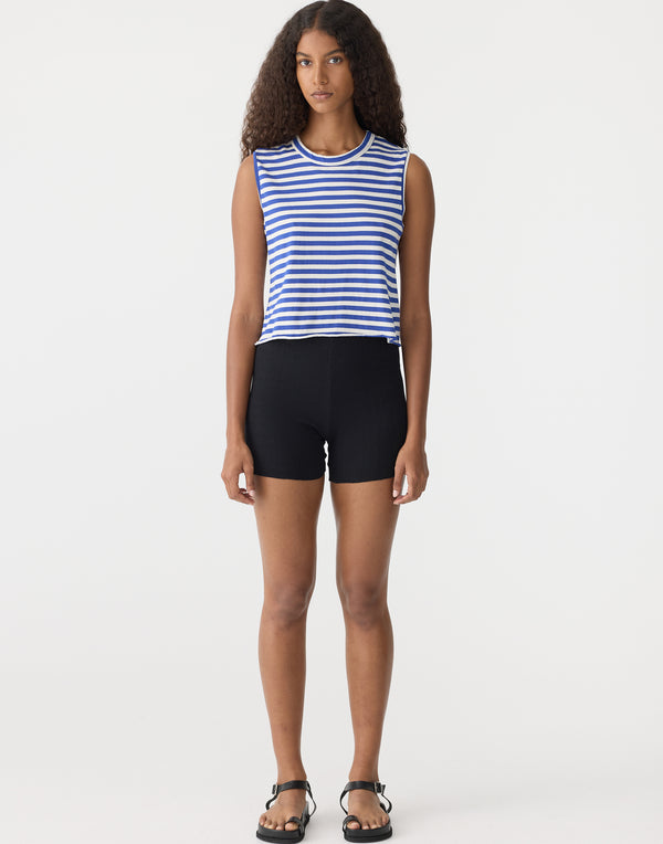 Stripe Cotton Raw Edge Tank Top