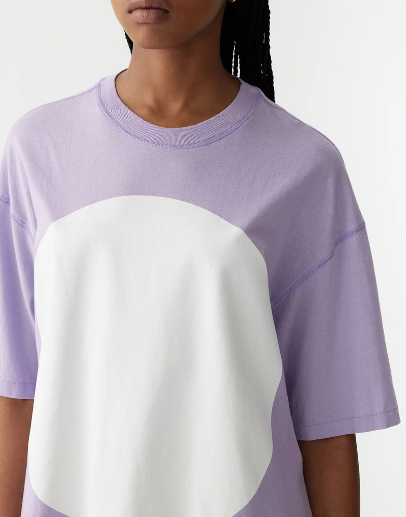 Lavender Cotton Slouch Dot Print T-Shirt